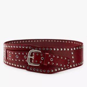 Zara Burgundy Leather Studded Belt